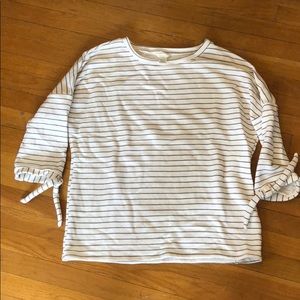Striped, 3/4 sleeve, terry sweatshirt